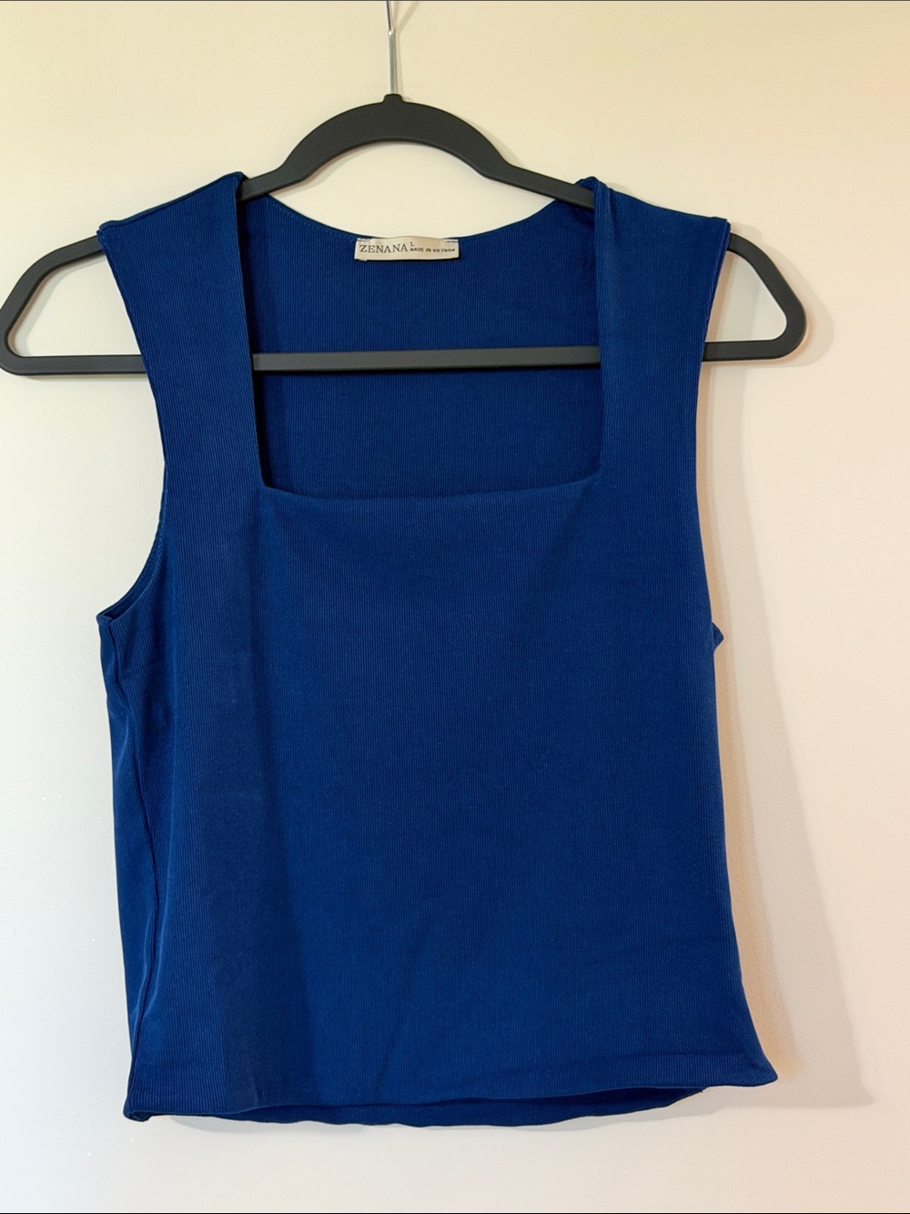 Zenana Outfitters Deep Blue Square Neck Tank